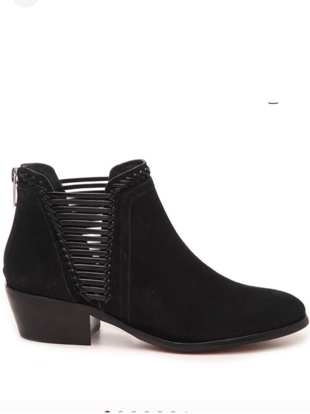 VINCE CAMUTO Pippsy Black Suede w/ Leather Side Vents Booties womens size 8.5 M